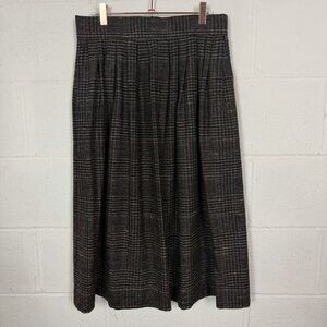 VTG Wool Blend Skirt Plaid Pleated Gray Granny University Twee Dark Academia 12